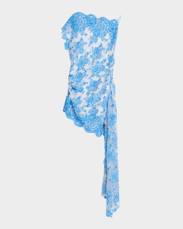 Asymmetric Floating Lace Backless Mini Dress